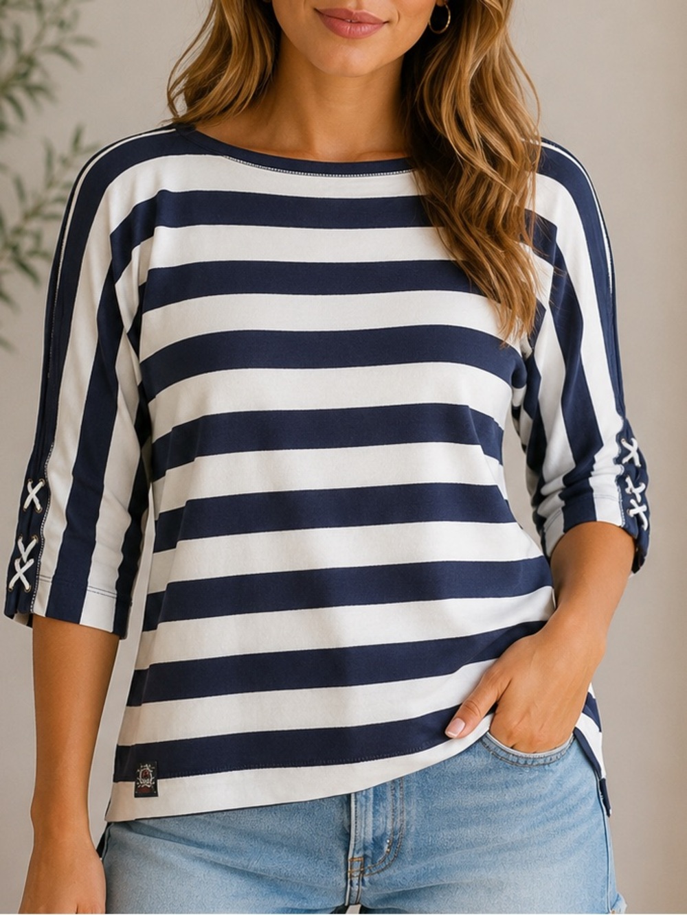 Ralph Lauren Navy and White Striped Boatneck Tunic